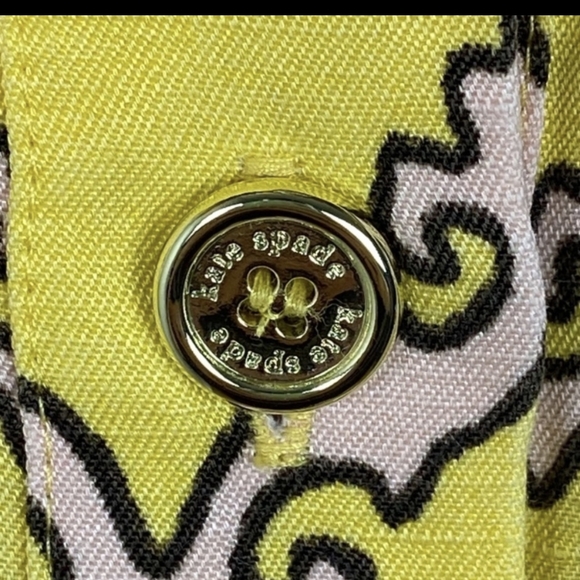 Kate Spade Silk & Linen Yellow Pink Dress Size XS Collared Cuffed Polo Mini - Picture 3 of 4